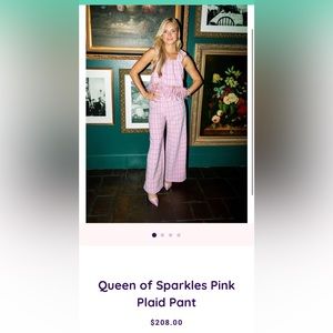Queen of Sparkles pink plaid pants